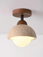 Load image into Gallery viewer, Wabi-Sabi Travertine Dome Ceiling Light
