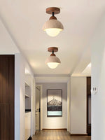 Load image into Gallery viewer, Wabi-Sabi Travertine Dome Ceiling Light