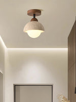 Load image into Gallery viewer, Wabi-Sabi Travertine Dome Ceiling Light