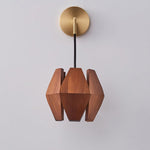 Cargar imagen en el visor de la Galería, Faceted Walnut and Brass Plug-In Wall Lamp product view 12