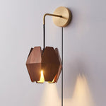 Cargar imagen en el visor de la Galería, Faceted Walnut and Brass Plug-In Wall Lamp product view 2
