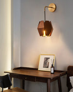 Cargar imagen en el visor de la Galería, Faceted Walnut and Brass Plug-In Wall Lamp product view 4