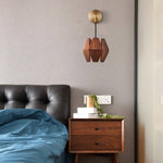 Cargar imagen en el visor de la Galería, Faceted Walnut and Brass Plug-In Wall Lamp product view 10