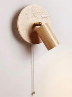 Load image into Gallery viewer, Wabi-Sabi Style Travertine Cylinder Wall Sconce Bedside Lamp with Pull-chain Switch