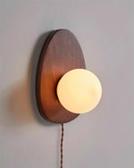 Bild in Gallery-Viewer laden, Oval Walnut and Frosted Glass Plug-In Wall Lamp product view 12