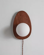 Bild in Gallery-Viewer laden, Oval Walnut and Frosted Glass Plug-In Wall Lamp product view 14