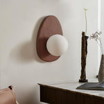 Bild in Gallery-Viewer laden, Oval Walnut and Frosted Glass Plug-In Wall Lamp product view 3