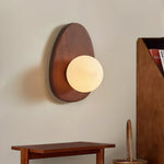 Bild in Gallery-Viewer laden, Oval Walnut and Frosted Glass Plug-In Wall Lamp product view 4