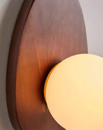 Bild in Gallery-Viewer laden, Oval Walnut and Frosted Glass Plug-In Wall Lamp product view 17
