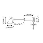 Load image into Gallery viewer, Adjustable Cone Shade Plug-In Wall Lamp dimension diagram