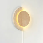 Load image into Gallery viewer, Crescent Halo Travertine Plug-In Wall Light - product image 3