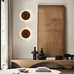 Load image into Gallery viewer, Crescent Halo Travertine Plug-In Wall Light - product image 7