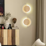 Load image into Gallery viewer, Crescent Halo Travertine Plug-In Wall Light - product image 6
