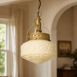 Cargar imagen en el visor de la Galería, Beige glass pendant light in a warm classic interior