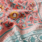 Cargar imagen en el visor de la Galería, Close detail of pink garden floral border and fabric texture