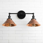 Load image into Gallery viewer, Conique Metal Industrial Wall Sconce – Dual Cone Copper Vanity Light