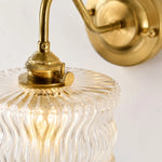 Charger l'image dans la visionneuse de galerie, Close detail of clear ripple glass shade and brass fitter