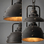 Cargar imagen en el visor de la Galería, Distressed black pendant lamp material collage