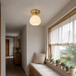 Bild in Gallery-Viewer laden, Milk glass flower ceiling light above a window seat