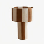 Cargar imagen en el visor de la Galería, Coffee and white striped woven shade table lamp on a white background