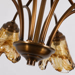 Load image into Gallery viewer, Downward Amber Tulip Glass Brass Chandelier