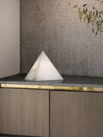 Load image into Gallery viewer, Alabaster Pyramid Table Lamp