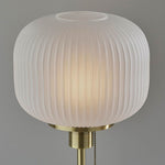 Load image into Gallery viewer, Pelviona Ribbed Glass & Antique Brass Table Lamp – Modern Accent Lighting for Living Room