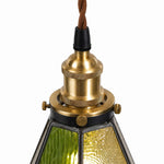 Bild in Gallery-Viewer laden, green amber stained glass pendant light detail or room scene