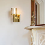 Load image into Gallery viewer, Galvia Perforated Metal Sconce - Champagne Bronze Modern Bedside Light