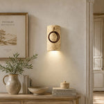 Cargar imagen en el visor de la Galería, Travertine wood ring wall sconce detail