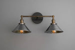 Load image into Gallery viewer, Conique Metal Industrial Wall Sconce – Dual Cone Copper Vanity Light