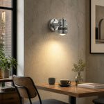 Load image into Gallery viewer, Brushed Silver Industrial Spotlight Wall Sconce