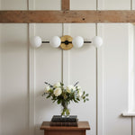 Load image into Gallery viewer, Glorica Glass Minimalist Metal Bar Vanity Light – Globe Wall Lamp for Dressing Room & Bathroom