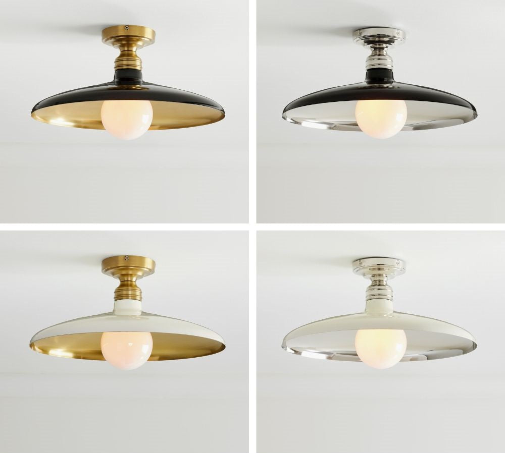 Lámpara de techo metálica Forvara Farmhouse - Diseño industrial de disco redondo