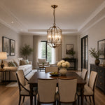 Load image into Gallery viewer, Brass and Pressed Glass Lantern Pendant Light