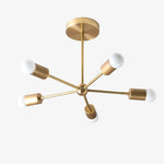 Load image into Gallery viewer, Mobilux Line Mid-Century Gold Sputnik Chandelier – Semi-Flush Geometric Brass Fixture