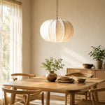 Load image into Gallery viewer, Fabric Globe Pendant Light with Wood Canopy