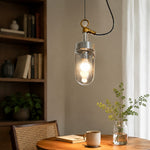 Charger l'image dans la visionneuse de galerie, Vintage industrial clear glass pendant light interior and detail image