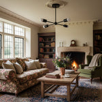 Load image into Gallery viewer, Mobilux Line Mid-Century Gold Sputnik Chandelier – Semi-Flush Geometric Brass Fixture