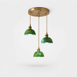 Cargar imagen en el visor de la Galería, Round canopy three-light natural jade pendant fixture
