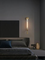 Load image into Gallery viewer, Slim Wall Light with Ribbed Glass and Metallic Modern Frame