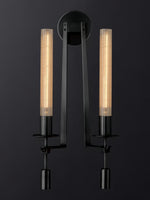 Load image into Gallery viewer, Slim Wall Light with Ribbed Glass and Metallic Modern Frame