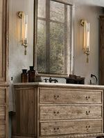 Load image into Gallery viewer, Slim Wall Light with Ribbed Glass and Metallic Modern Frame