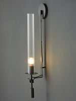 Load image into Gallery viewer, Slim Wall Light with Ribbed Glass and Metallic Modern Frame