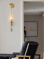 Load image into Gallery viewer, Slim Wall Light with Ribbed Glass and Metallic Modern Frame