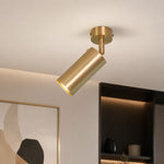 Load image into Gallery viewer, Brass adjustable ceiling spotlight close installed scene