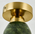 Cargar imagen en el visor de la Galería, Lámpara de techo de montaje al ras de jade verde y latón cepillado