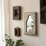 Cargar imagen en el visor de la Galería, Rustic Carved Wood Arch Wall Mirror image 1