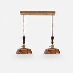 Load image into Gallery viewer, 2-Light Linear Pendant Vintage Brown Leather Bar 50 cm / 19.7 in; Shade Dia. 20 cm / 7.9 in
