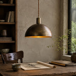 Bild in Gallery-Viewer laden, Close view of brushed brass dome shade finish